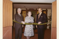 1971 opening of the Glass Museum in the current Administration Office.  L to R Martin Weber, Sally Watson, Roberts Roemer