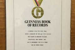 1992 Guinness Book of Records certificate for World's Largest Glass Bottle on display in the Museum of American Glass.