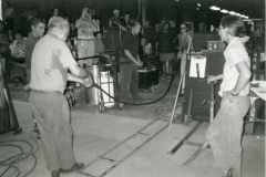 1997 GlassWeekend Guest Artist Lino Tagliapietra pulling cane with his team