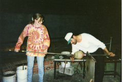 1997 Studio Artists Jennifer Pagliarini and Don Friel working in the Glass Studio