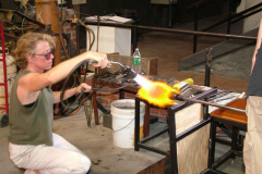 2007 GlassWeekend Visiting Artists Jenny Pohlman and Sabrina Knowles working in the Glass Studio