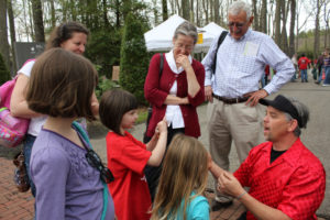 Visitors gathered at the entrance of WheatonArts