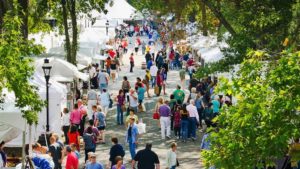 Aerial Shot of Festival of Fine Craft Visitors strolling the grounds