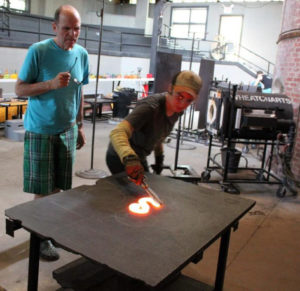 Rob Wynne working in the glass studio