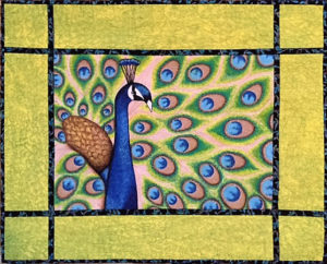 Peacock Printed Quilt by Donna Stufft