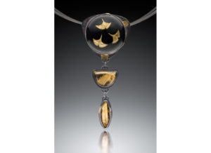 Black and Gold Long Pendant Necklace by Lara Ginzburg