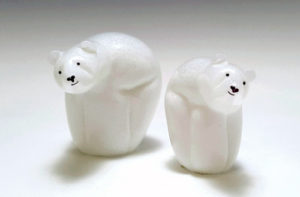 Miniature Glass Polar Bear Sculptures