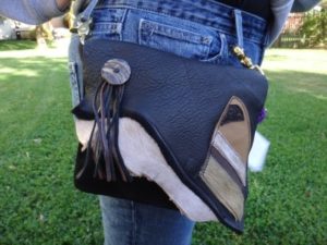 Black leather bag by Lisa Green