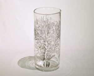 Artist Emily Brown's glass cylinder piece