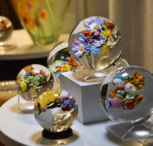 Collection of floral sphere paperweights