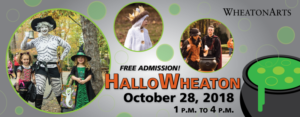 HalloWheaton banner with illustrated cauldron and circle images of costumed children. October 28, 2018 from 1 p.m. to 4 p.m.