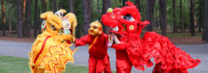 yellow and red dragon dancers at WheatonArts