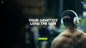 "Your Genetics Load the Gun" Example image with a tattoed person wearing headphones with their back to the camera