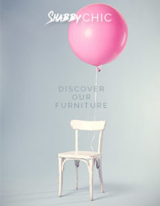 "Shabby Chic" example image of a large pink balloon tied to a white chair