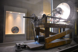 View from behind the kaleidoscope of the rotary motor and spare drum.