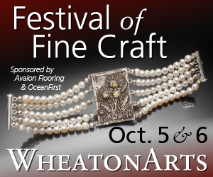 Image of bracelet with text "WheatonArts Festival of Fine Craft, sponsored by Avalon Flooring and OceanFirst, on October 5 & 6"