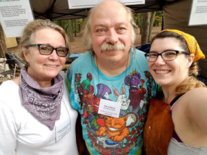 A photo of a smiling Rachel Marie Wenner, Steve Morse, and Colleen Larkin-Ayers at the Festival of Fine Craft